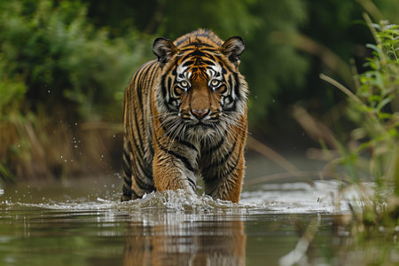 Siberian Tiger (Panthera tigris altaica) in water