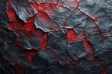 Grunge background with red and black cracked paint. Texture of cracked paint.