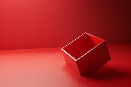 Red box on the floor. 3d rendering. Computer digital drawing.の写真素材