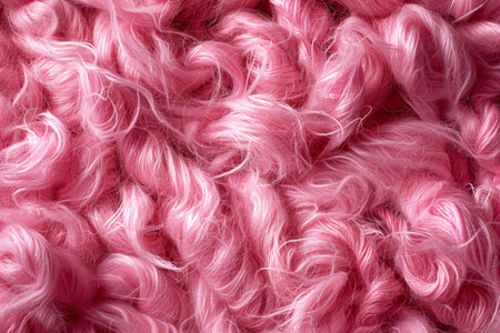 Pink wig as a background. Close-up. Texture, pattern.