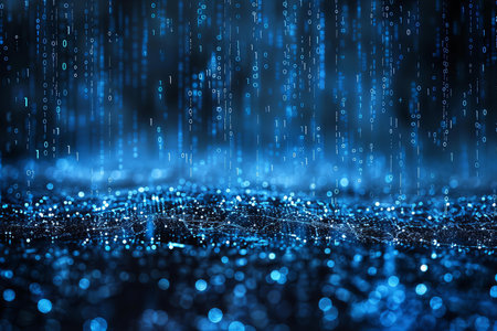 Abstract blue matrix digital background. Big data concept. 3D Renderingの写真素材