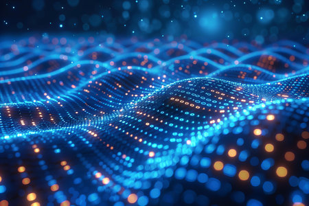 Data technology abstract futuristic illustration. Low poly shape with connecting dots and lines on...