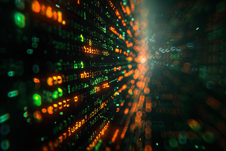 Abstract background with binary code. Big data concept. 3D Rendering