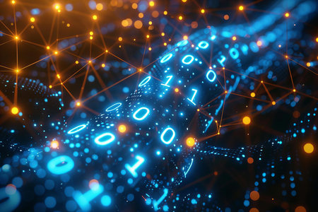 Abstract technology background with binary code. 3d rendering toned image