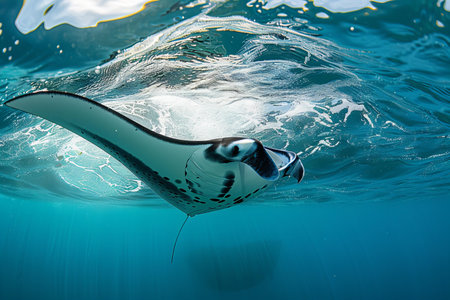 Manta ray swimming in the ocean.