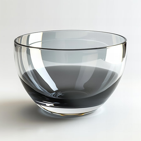 Empty glass bowl on a white background.の写真素材