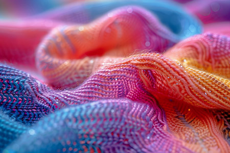 Close up of colorful fabric texture background with bokeh effect.の写真素材