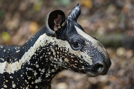 Portrait of a spotted tapir (Tapirus terrestris)