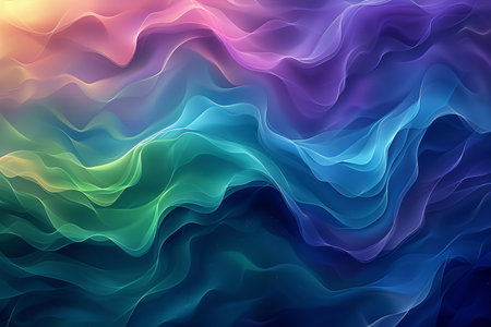 Abstract background with smooth lines in blue, green and purple colors.