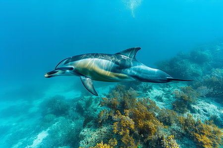 Dolphin swimming on the coral reef of the Red Sea in Egyptの写真素材