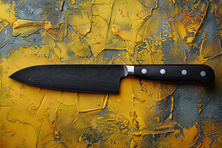 Kitchen knife on a textured background. Close-up.