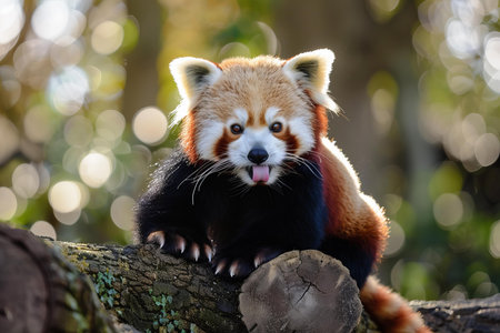 Red panda (Ailurus fulgens) in the forestの写真素材