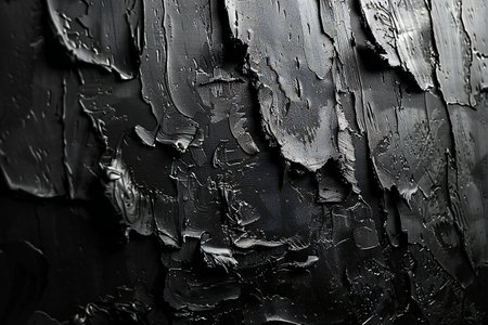 Black oil paint texture on canvas close up. Abstract art background.