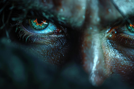 Close-up portrait of a scary zombie woman. Halloween concept.の写真素材