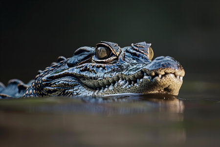 Crocodile in the water, close-up portrait.