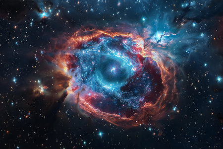 Nebula and galaxies in deep space.