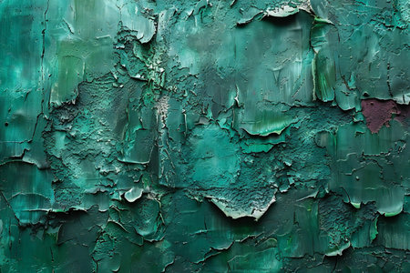 Texture of old rustic wall covered with green paint. Abstract background for design.