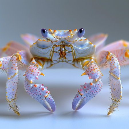 3d rendering of a blue and white crab isolated on white background