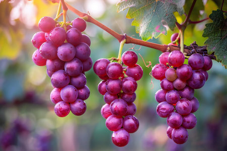 Ripe red grapes on vineyards in autumn harvest. Ripe grapes on vineyards in autumn harvest