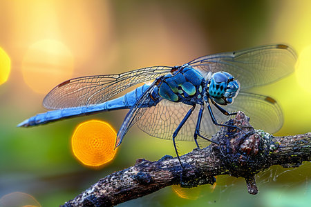 Blue dragonfly (Sympetrum striolatum) on a branch
