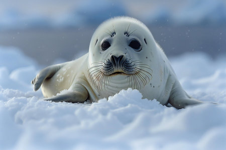 Baby seal (Halichoerus grypus) on the snow