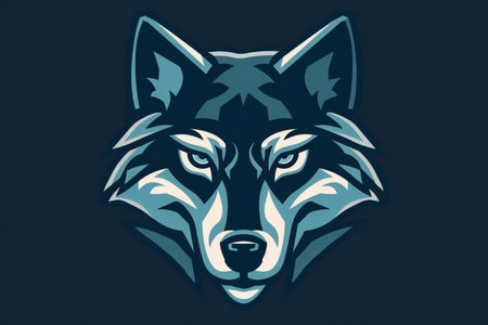 Vector illustration of wolf head on dark background. Graphic concept for your design