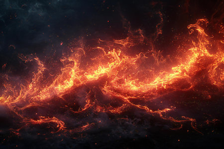 Burning fire in space, computer generated abstract background, 3D rendering