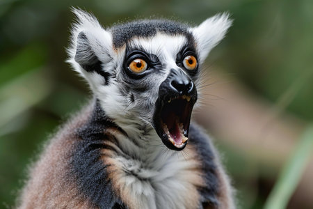 Ring-tailed lemur (Lemur catta) with open mouth