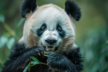 Portrait of a giant panda (Ailuropoda melanoleuca)の写真素材