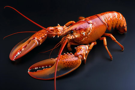 Lobster isolated on black background. Clipping path included.の写真素材
