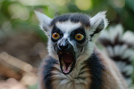 Ring-tailed lemur (Lemur catta) with open mouth