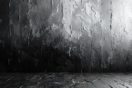 abstract grunge black wall background, empty room with concrete floor