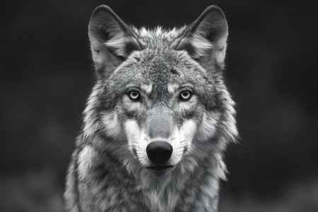 Portrait of a gray wolf (Canis lupus)
