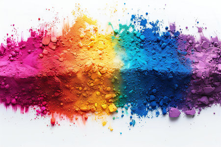 Colorful crushed eyeshadow as background, closeup of photoの写真素材