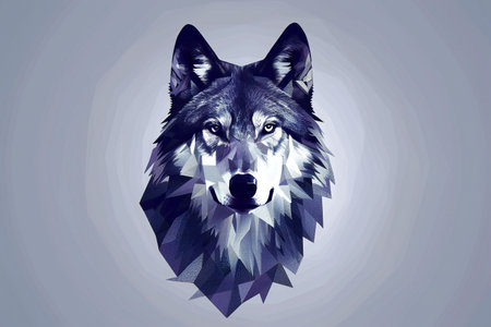 Illustration of a wolf head in low poly style. Vector illustration.