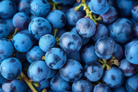 bunch of fresh ripe blue grapes as background, close-up