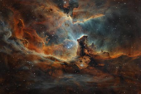 Beautiful space background with nebula and stars. Elements of this image furnished by NASA
