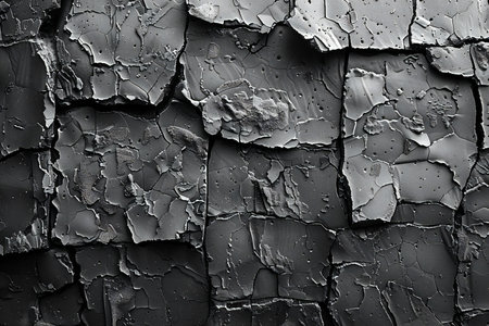 Abstract background of cracked paint on the wall. Black and white.