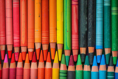Colorful crayons background, closeup of colorful crayons
