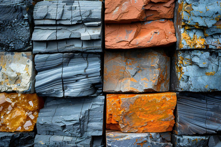 Colorful stone wall background, close up of stone wall texture.