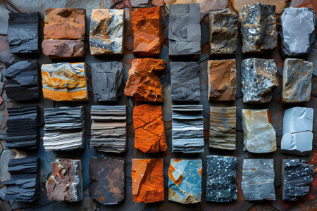 Colorful stone wall texture background, close-up. Selective focus.の写真素材