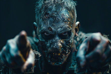 Portrait of a scary zombie man. Halloween. Horror film.