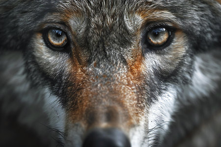Close-up portrait of a wolf. Portrait of a wolf.の写真素材