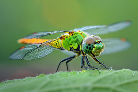 Image of dragonfly on green leaves. Insect Animal (Dragonfly)の写真素材