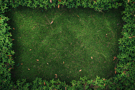 Green grass background with copy space for text or image. Top view.
