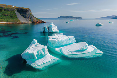 Icebergs in Glacier Lagoon, Ilulissat, Greenlandの写真素材