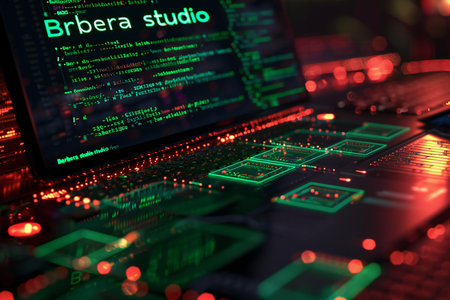 Big data concept. Binary code on computer screen. 3d illustration