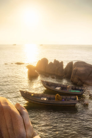 Boats between rocksのeditorial素材