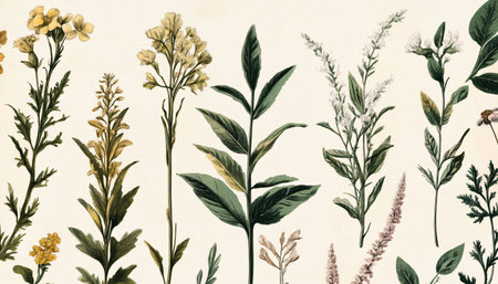 Vintage floral background with wildflowers. Hand-drawn illustration.の素材