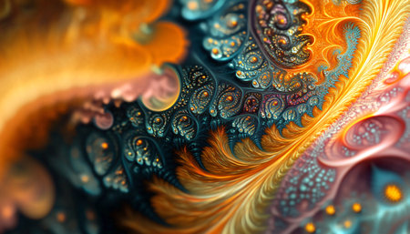 Abstract fractal. Fractal art background for creative design. Decoration for wallpaper, desktop, poster, cover booklet. Print for clothes, t-shirt. Creative illustration for designの素材